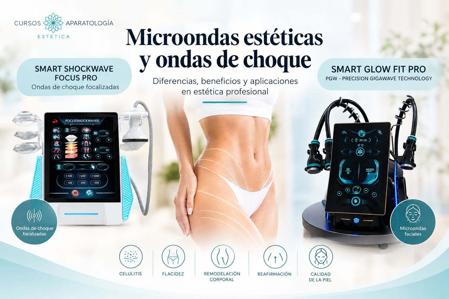 Microondas estéticas y ondas de choque: diferencias, beneficios y aplicaciones en estética profesional