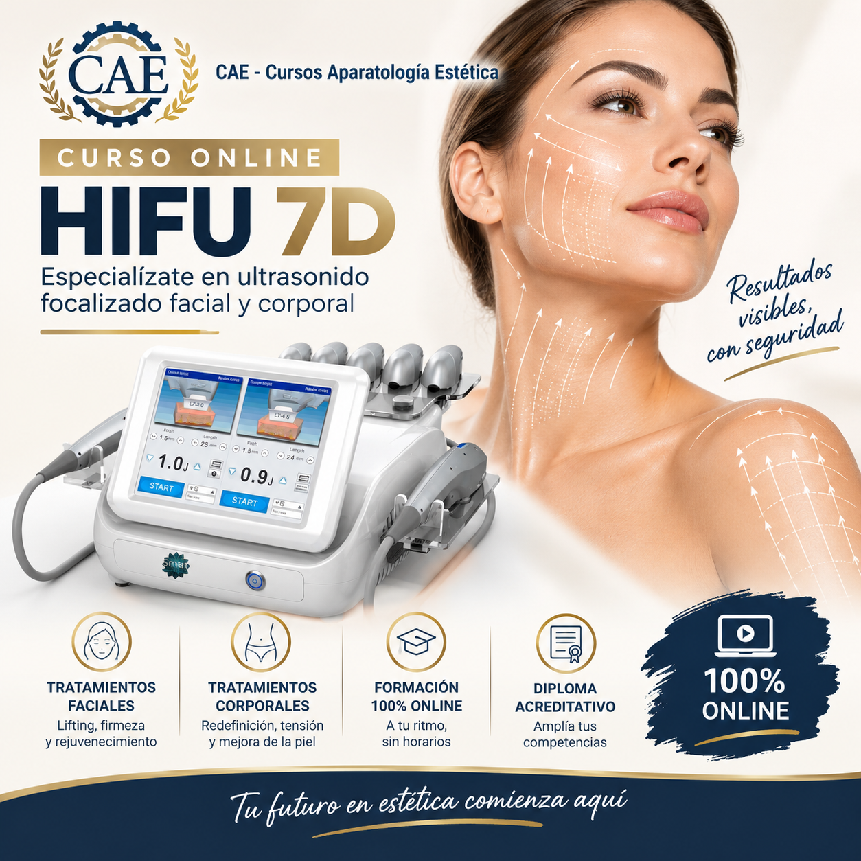 CURSO ONLINE HIFU 7D: especialízate en ultrasonido focalizado facial y corporal
