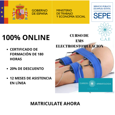 Curso online de formación en electroestetición, con descuento y asistencia de 12 meses.