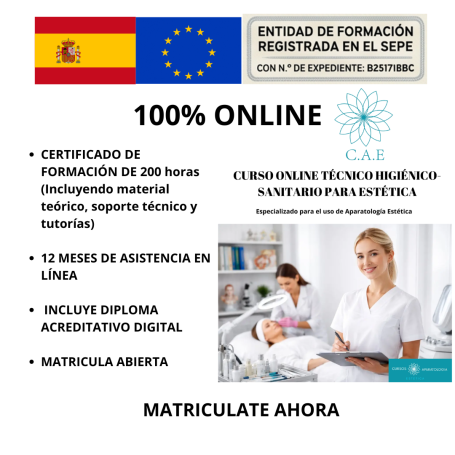 curso online técnico higiénico sanitario para uso de aparatología estética 