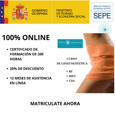 Curso 100% online de ginecología, certificado de 200 horas, con descuento del 20%.