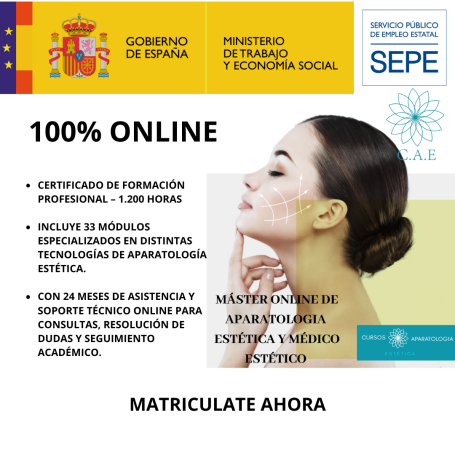 Certificado de formación online en estética y cuidado estético. Matrícula abierta.